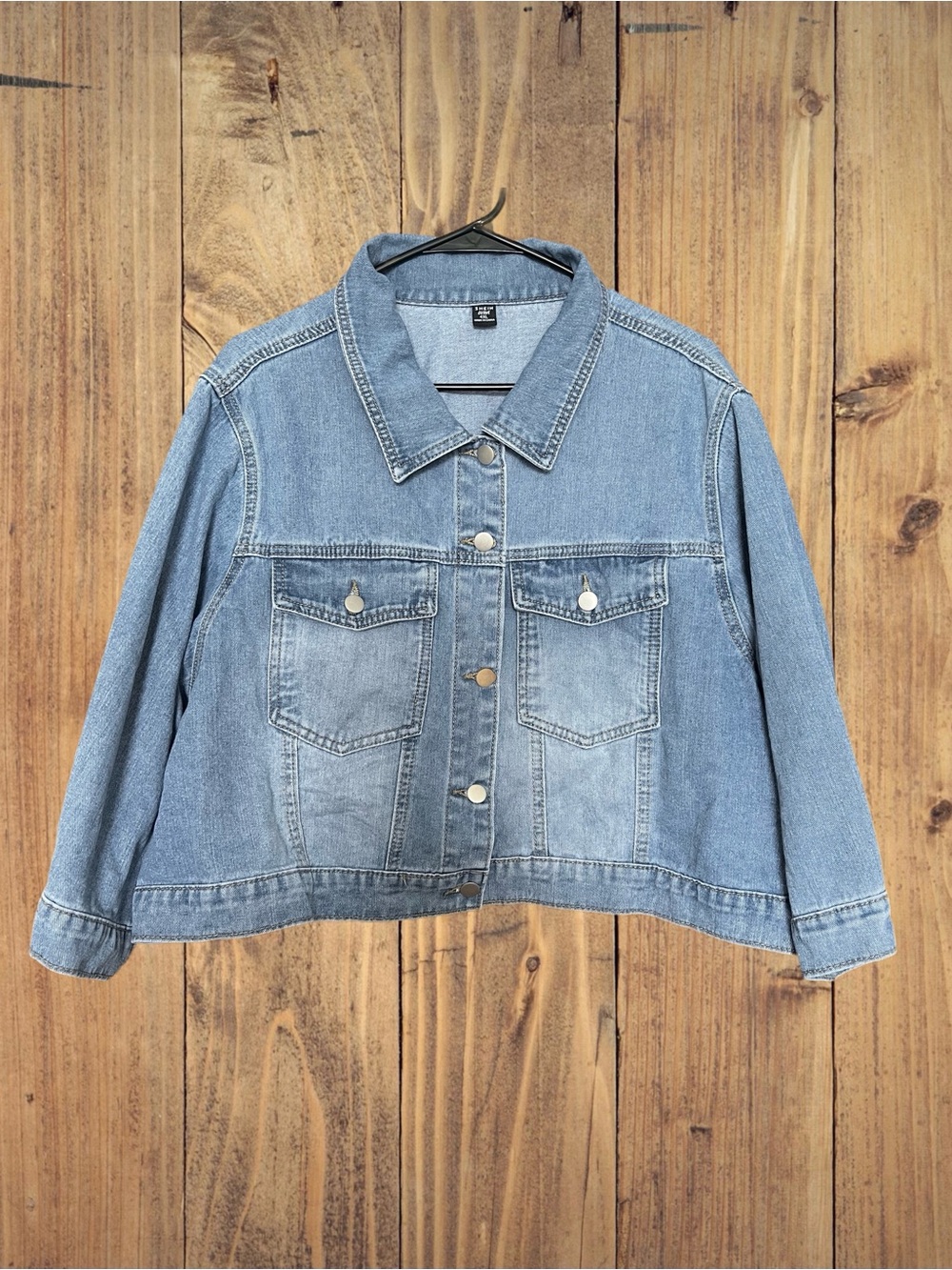 SHEIN Curve 4X Cropped Blue Denim Jacket